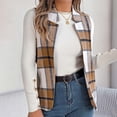 thumbnail image 3 of MexChoioe Womens Plaid Vest Lapel Collar Open Front Sleeveless Wool Blend Casual Outer Gilet for Womens, 3 of 7