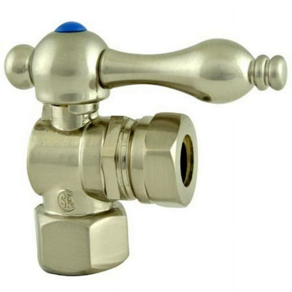 Kingston Brass CC44108 1/2" FIP x 1/2" or 7/16" Slip Joint Angle Stop Valve, Brushed Nickel
