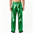 thumbnail image 4 of ZVNAΖH Mens Shiny Pants Metallic Trousers Loose Fit Straight Leg Elastic Waist for Halloween Party Disco, 4 of 6