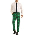 thumbnail image 2 of INSPIRE CHIC Plaid Dress Pants for Men's Slim Fit Straight Leg Formal Tartan Printed Pants 28 Green, 2 of 5
