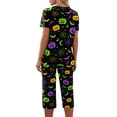 thumbnail image 6 of Halloween Pajama Sets for Women 2 Pieces Pajamas Funny Pumpkins Print Short Sleeve Tops and Capri Sets Halloween PJs Sleepwears, 6 of 6