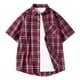 thumbnail image 2 of Blusa y camisa de manga corta con cuello vuelto para hombre, blusa/camiseta informal a rayas con cuello de manga corta y botones para hombre, 2 of 8
