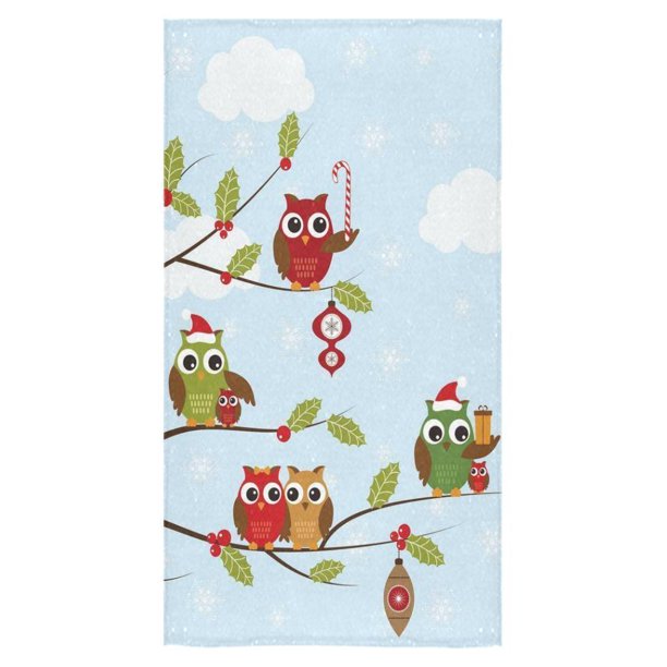 ZKGK Christmas Owls Set Beach Bath Towels Bathroom Body Shower Towel