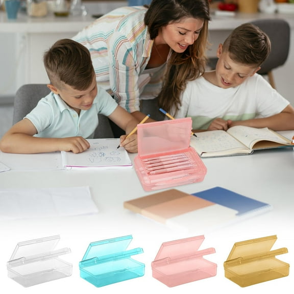 JMKQLZ Pencil Box, Large Capacity Pencil Boxes 2 Compartments, Hard Pencil Case with Snap-tight Lid, Plastic Storage Organizer Box for Office