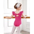 thumbnail image 4 of Oudiya Gymnastics Leotards for Girls Bow Back Chiffon Ruffle Sleeve Ballet Dance Leotard for 2-11 Years, 4 of 6