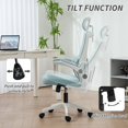 thumbnail image 4 of Light Blue Mesh Office Chair with Adjustable Headrest & Lumbar Support - Ergonomic Computer Desk Chair for Home or Office Use - 48" High, 4 of 7