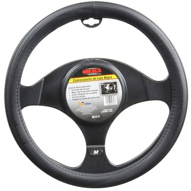 Funda Cubre Volante Universal Piel Negro Mikels CU-PN