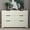 Ivory/Knotty Oak, variant on STYLIVIA Adult 6 Drawer Dresser Chest with Cut-Out Handles 47" W Bedroom Storage