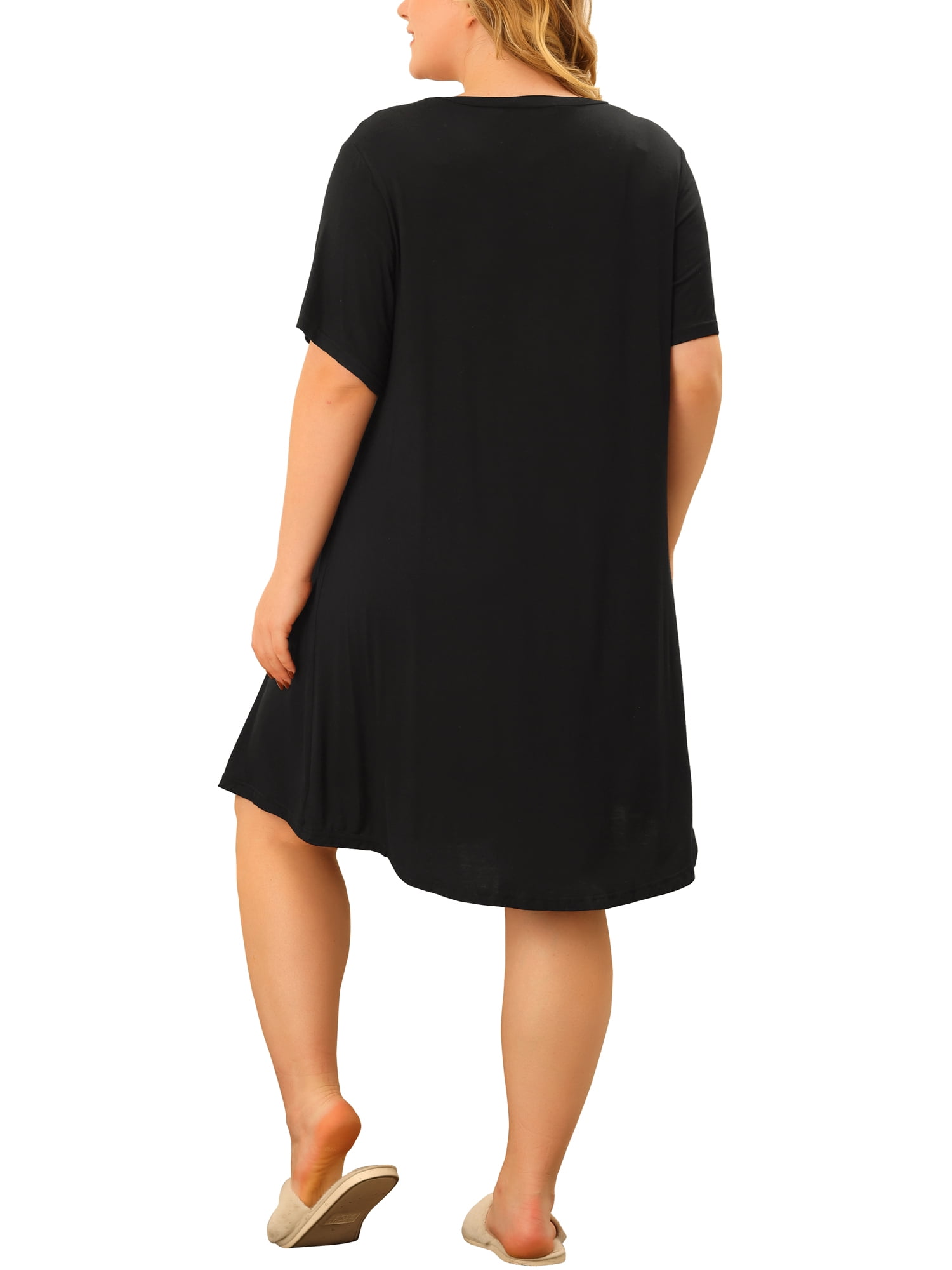 Unique Bargains Women's Plus Size Nightgown Sleepwear Sleep Dress Nightwear Loungewear