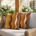 thumbnail image 3 of 16x16 Pillow Covers Set of 2, Burnt Orange Ombre Square Throw Pillow Covers for Couch/Sofa/Living Room, Abstract Art Moire Ocean Waves Decorative Soft Pillowcases for Couch Throw Pillows, 3 of 9