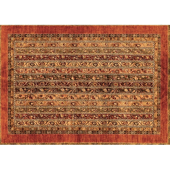 Ahgly Company Indoor Rectangle Abstract Orange Modern Area Rugs, 2' x 5'