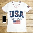 thumbnail image 5 of YVNAURA Women's 250 Years of Freedom V Neck T Shirt 250th Anniversary America 2026 Semiquincentennial Patriotic Top USA Flag Graphic Family Shirts for Independence Day, White, S, 5 of 8