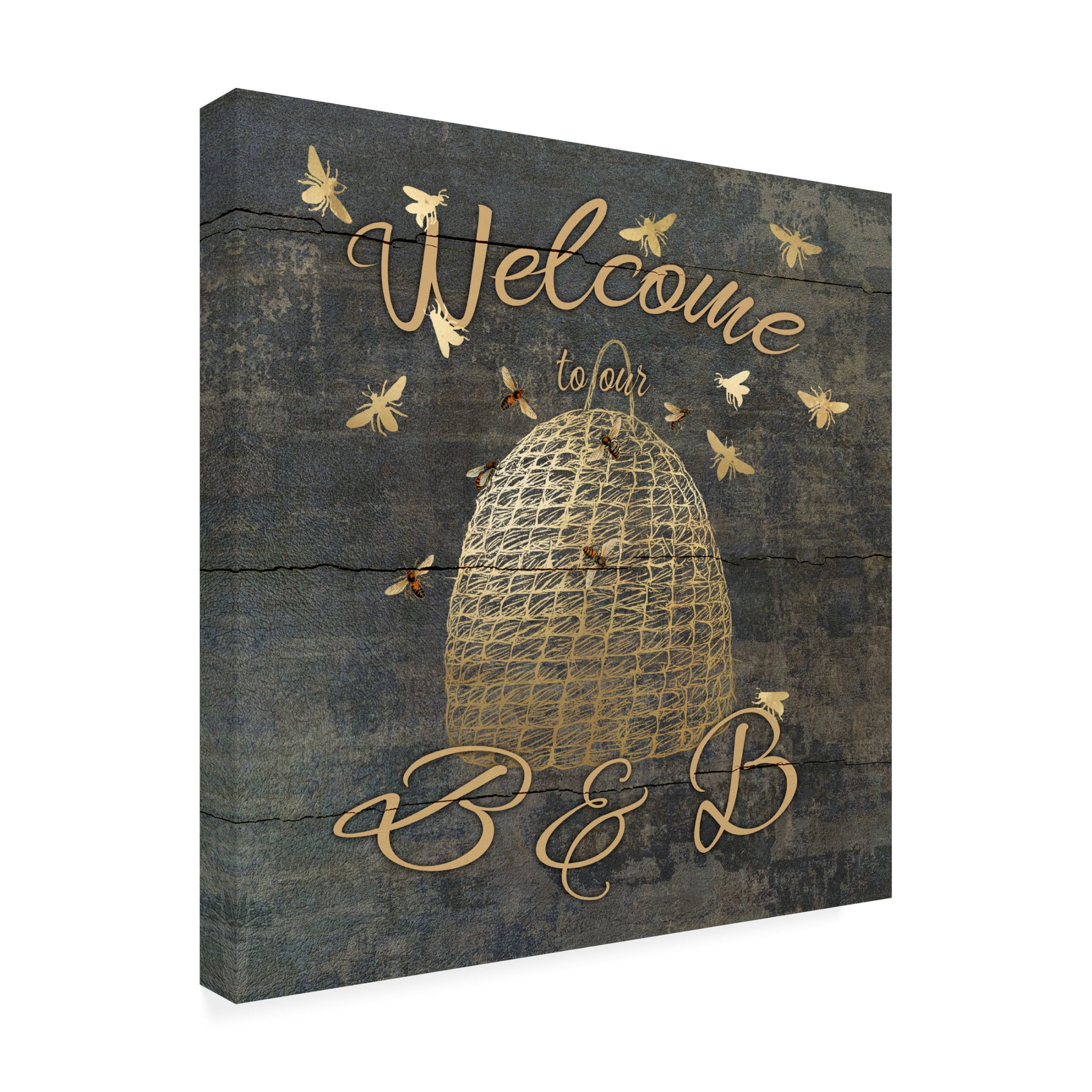 Canvas Wall Art - Cora Niele 'Welcome to our B and B' Wall Art for Living Room, Bedroom, or Office Décor by Trademark Fine Art - 24 x 24 Inches