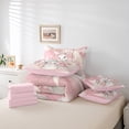 thumbnail image 2 of Feelyou White Rabbit Bunnies Twin Bedding Sets 7-Piece, Romantic Pink Rose Bedding Comforter Set, Dreamy Moon Sheet Sets, Microfiber Room Decor, 2 of 7