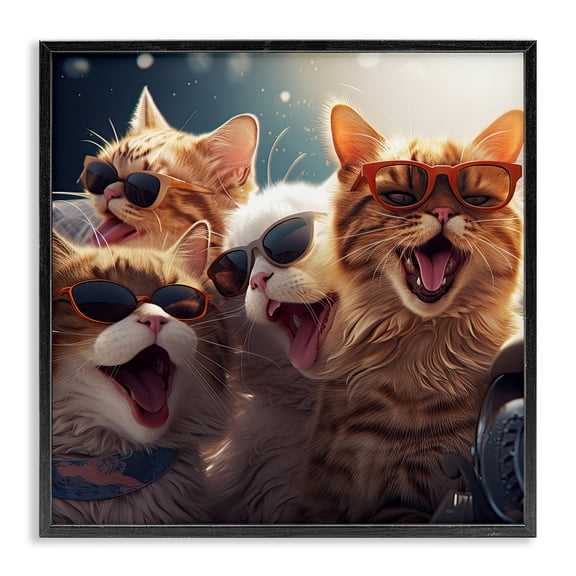 Stupell Industries Traditional Happy Cats Singing Black Framed Giclee Art, 12 x 12, by Jim Baldwin