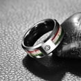 thumbnail image 3 of JQUEEN 8mm Silver Tungsten Wedding Rings Red + Green Guitar Strings with Cubic Zirconia, 3 of 5