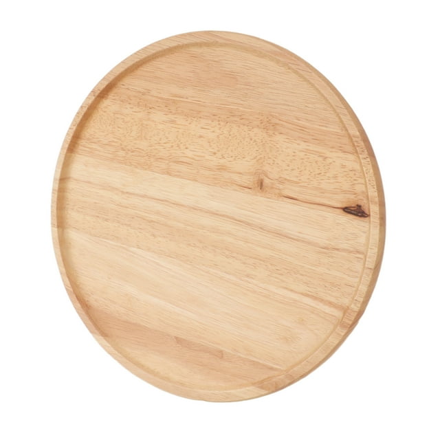Wood Serving Tray, Anti Deformation Wooden Plate 30cm Thickened Round for Kitchen