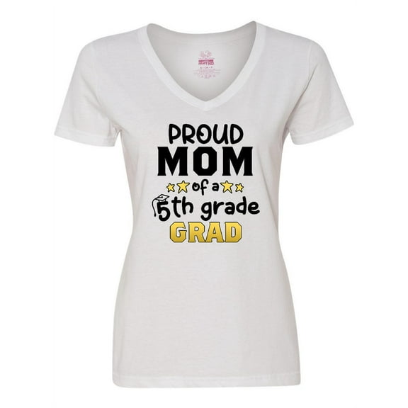 Inktastic Proud Mom of a Fifth Grade Grad Women's V-Neck T-Shirt