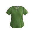 thumbnail image 5 of Time and Tru Women's Cotton Mixed Fabric V Neck Tee, Sizes XS-XXXL, 5 of 5