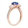 thumbnail image 2 of 1.97 ct Round Cut Simulated Tanzanite 3 Stone 18K Rose Gold Womens Engagement Ring, 2 of 5