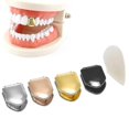 thumbnail image 1 of Gold Plated Small Single Tooth Cap Gold Plated Hip Hop Teeth Grillz Caps Top High Quality--black, 1 of 5