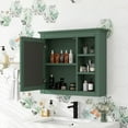 thumbnail image 2 of DEALTOPS Stylish Wall Mounted Bathroom Mirror Cabinet with Cabinet and Open Shelves, Green, 2 of 8
