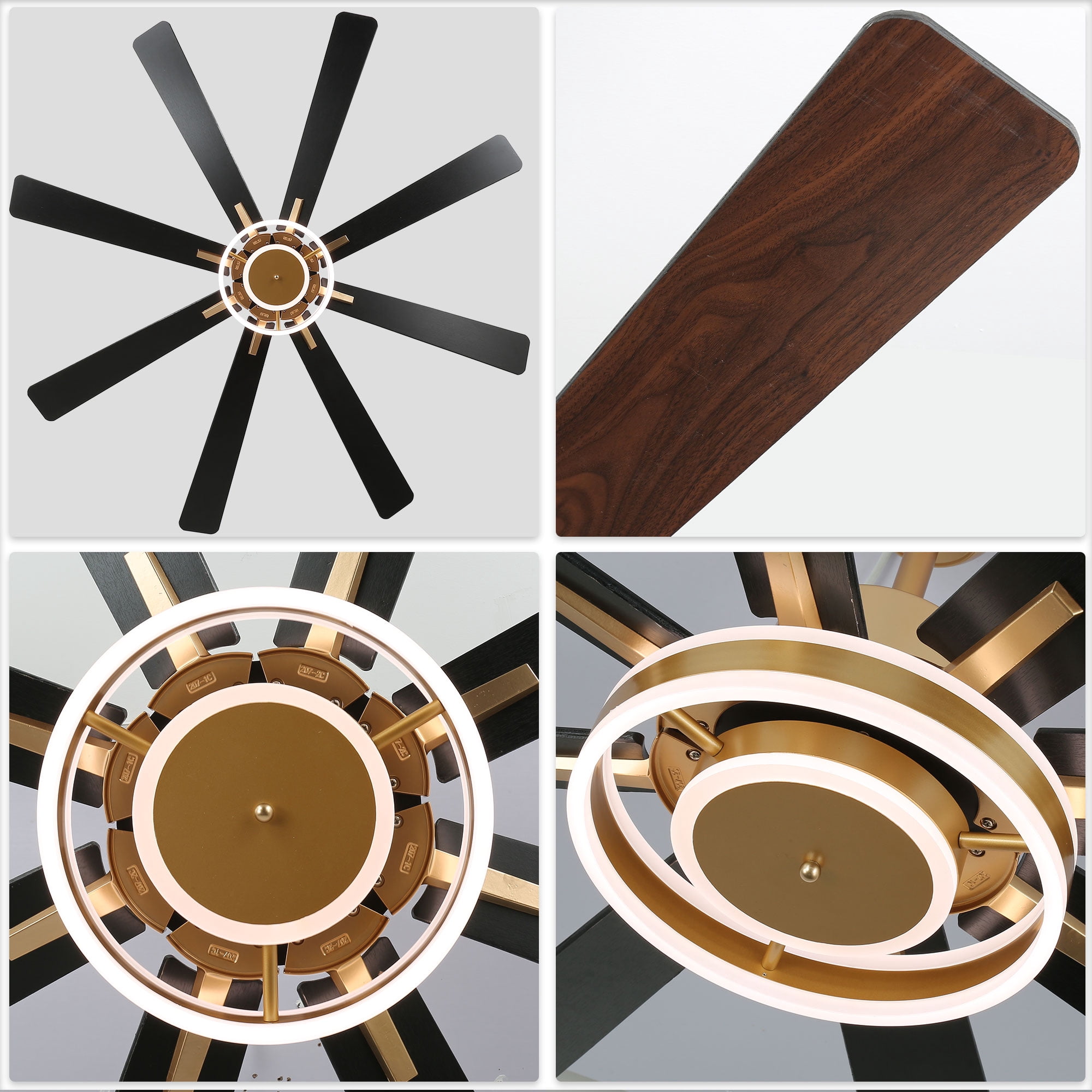 Chords Attic 72" Reversible 8-Blade Ceiling Fan with LED Lights, Remote 3-Color, 6-Speed and Timer