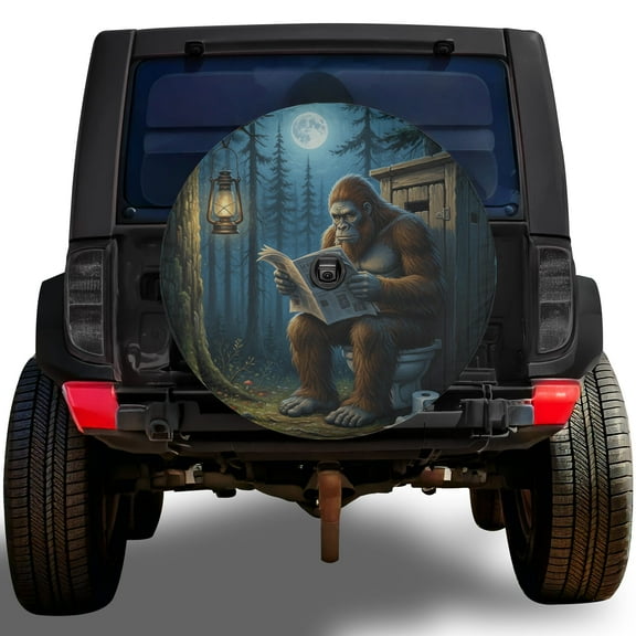 Lotusprinthandmade Funny Bigfoot Spare Tire Cover Without Backup Camera Hole 6 Sizes (28 in.), unique bigfoot design wheel cover
