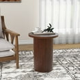 thumbnail image 3 of Round Solid Wood End Table Brown Pedestal Side Table Living Room Furniture Accent End Table with Solid Wood Base, 3 of 8
