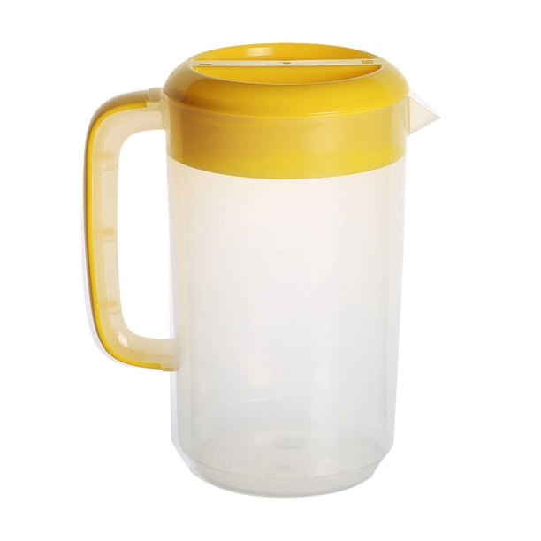 EeaseMX Jarra medidora de plástico transparente de 2500 ml, tetera de leche, hervidor de agua fría para almacenar y servir bebidas (amarillo brillante)