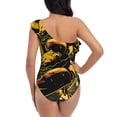thumbnail image 5 of Sikiie Urban Graffiti Scorpion Illustration Print Women One Piece Swimsuits Tummy Control One Shoulder Bathing Suits Ruffle Swimwear, From S to XXL-Large, 5 of 6