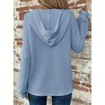 thumbnail image 2 of Mengpipi Women's Tops Fall Spring Long Sleeve V-Neck Waffle Knit Hooded Button Front Loose Casual Cardigan S-2XL, 2 of 9