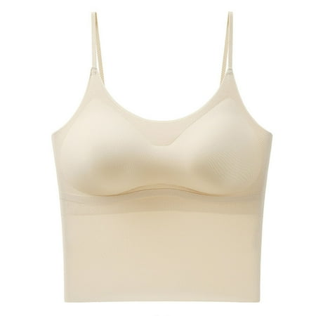 Dndif Clearance! Camisole Tops For Women Built In Bra Womens Daily Solid Sexy Bra Adjustable Straps Breast Cup Underwear Spaghetti Strap Tank Top Beige L