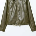 thumbnail image 5 of Miluxas Womens Oversized Jackets Faux Leather Casual Long Sleeve Zip up Trendy Bomber Motorcycle Jacket with Pockets Green XS(XS), 5 of 9