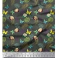 thumbnail image 1 of Soimoi Japan Crepe Satin Fabric Tropical Leaves,Floral & Butterfly Print Fabric by The Yard 42 Inch Wide, 1 of 1