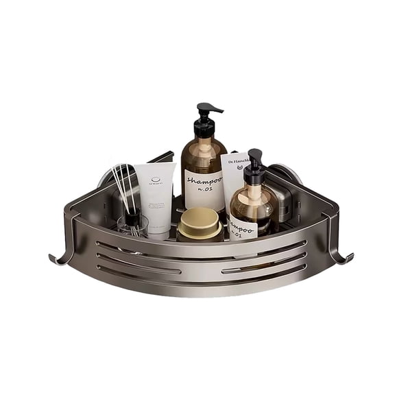 Corner Shower Caddy Suction Cups, Corner Shower Shelf for Inside Shower, Organizer Suction for Bathrooms Storage, No-Drilling Removable (Aluminum, 2-Pack, Gunmetal Gray)