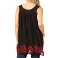 thumbnail image 2 of Sakkas Batik Embroidered V-Neck Sleeveless Blouse - Black / Red - One Size, 2 of 6