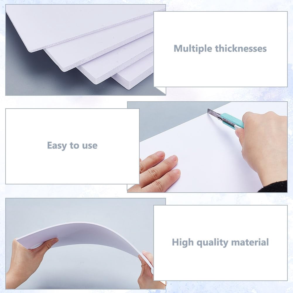 1set 6pcs 4 styles Rectangle PVC Foam Board Craft Foam White 299~300x199~199.5x3~9mm