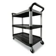 thumbnail image 3 of Rubbermaid Commercial Economy Plastic Cart, Three-Shelf, 18.63w x 33.63d x 37.75h, Black -RCP342488BLA, 3 of 7