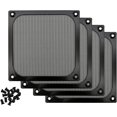 thumbnail image 1 of Paquete de 4 rejillas de filtro para ventilador de computadora con tornillos, malla de aluminio ultrafina, Color negro, 1 of 5