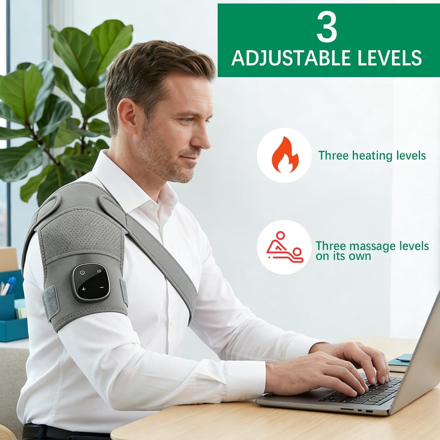 Triple Method Shoulder Massager with Heat, Compression & Vibration Massage, Triple Therapy for Shoulder Tension, Muscle Pain Relief & Relaxation
