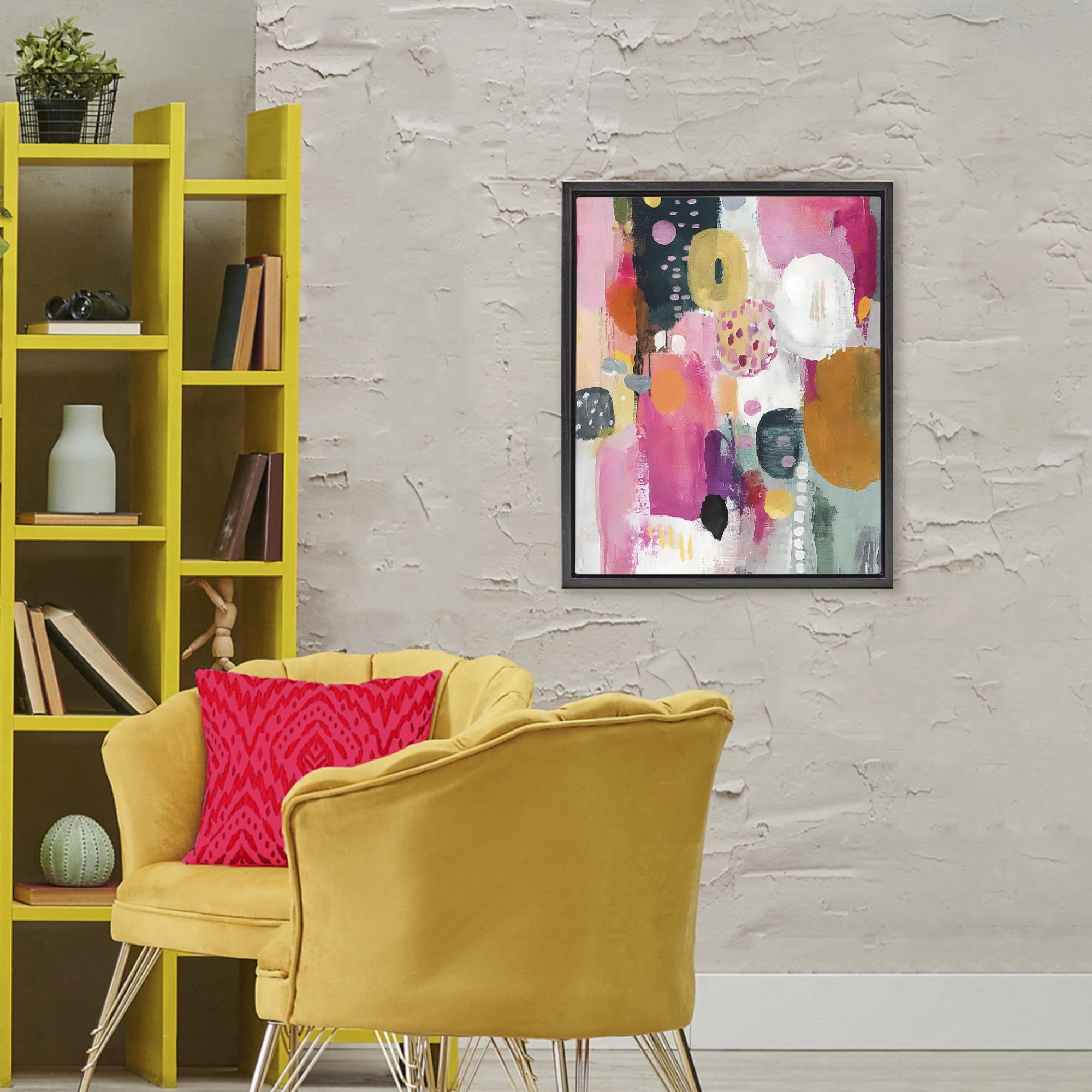 Stupell Industries Abstract Blooms Cascade Black Framed Floater Canvas Wall Art, design by Riley B