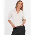thumbnail image 6 of Women'S V Neck Long Sleeve Sweaters Dressy Casual Business Basic Knit Pullover Top White L, 6 of 9