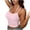 Pink, variant on Women's Bra Double Strap Halter Lace Camisole Square Neck Built‑in Padded Wireless Bralette Adjustable Dual Thin Straps Soft Stretchy Breathable Fabric