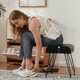 thumbnail image 5 of Ebenchico Faux Leather Upholstered Vanity Stool with 4 Metal Legs PU Footstools for Makeup Bedroom Entryway, Black, 5 of 12