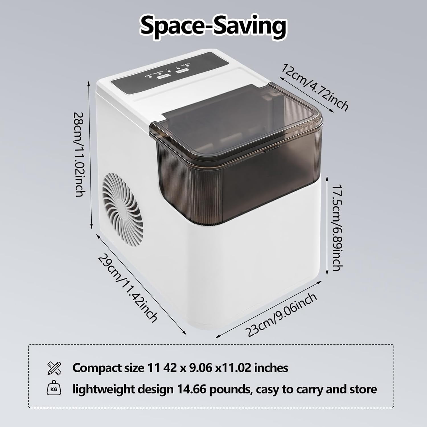 Miumaeov Nugget Ice Makers Countertop 26.5Lbs/Day, Portable Ice Machine Self-Cleaning, Small Ice Maker Ready in 8 Mins, Ice Maker for Home with 1.4L Tank, Countertop Ice Maker for Office Cafe