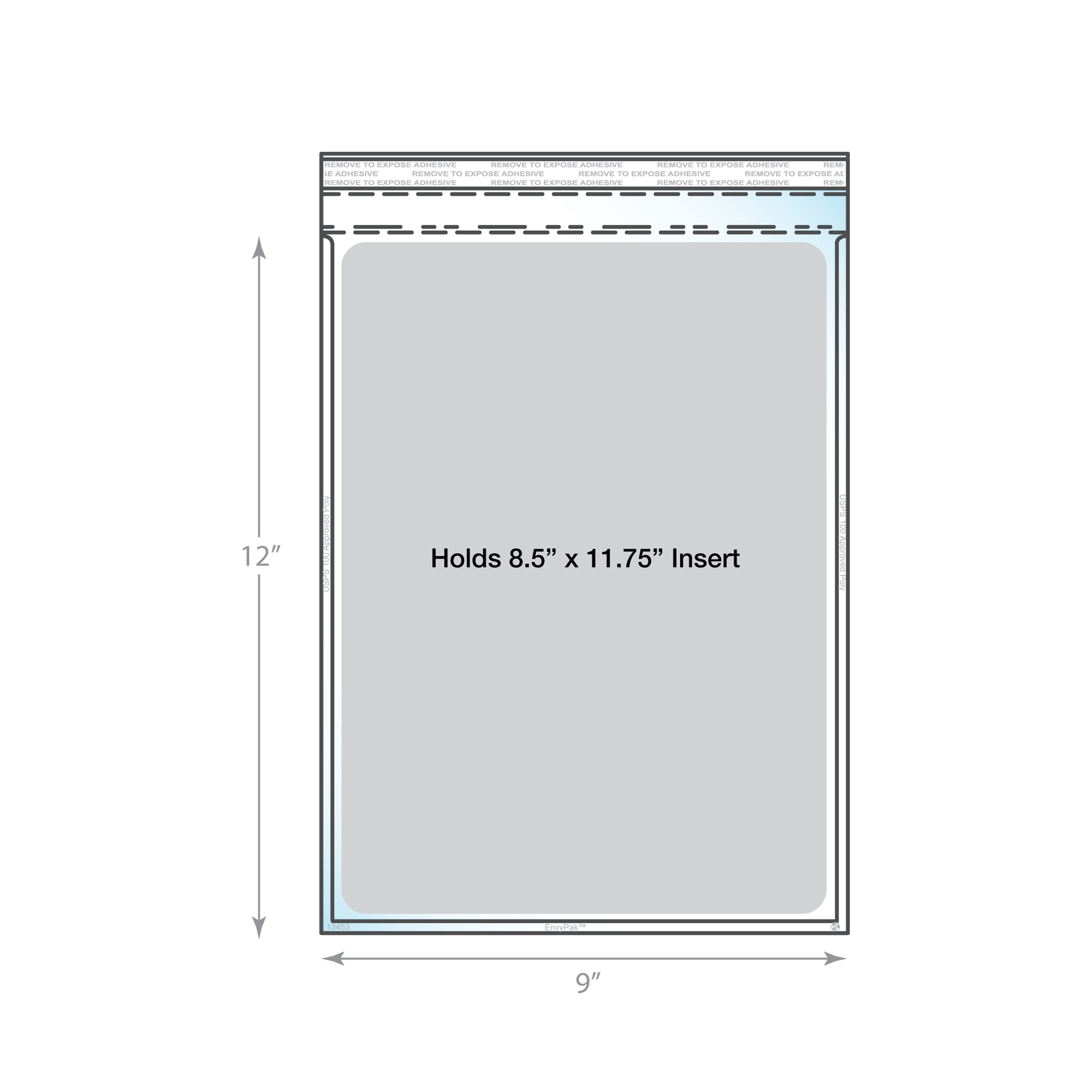 9" x 12" Vertical Catalog Envelope Crystal Clear, Permanent Tape, 8.5″ x 11″ Insert Size - Pack of 50 - Made in USA