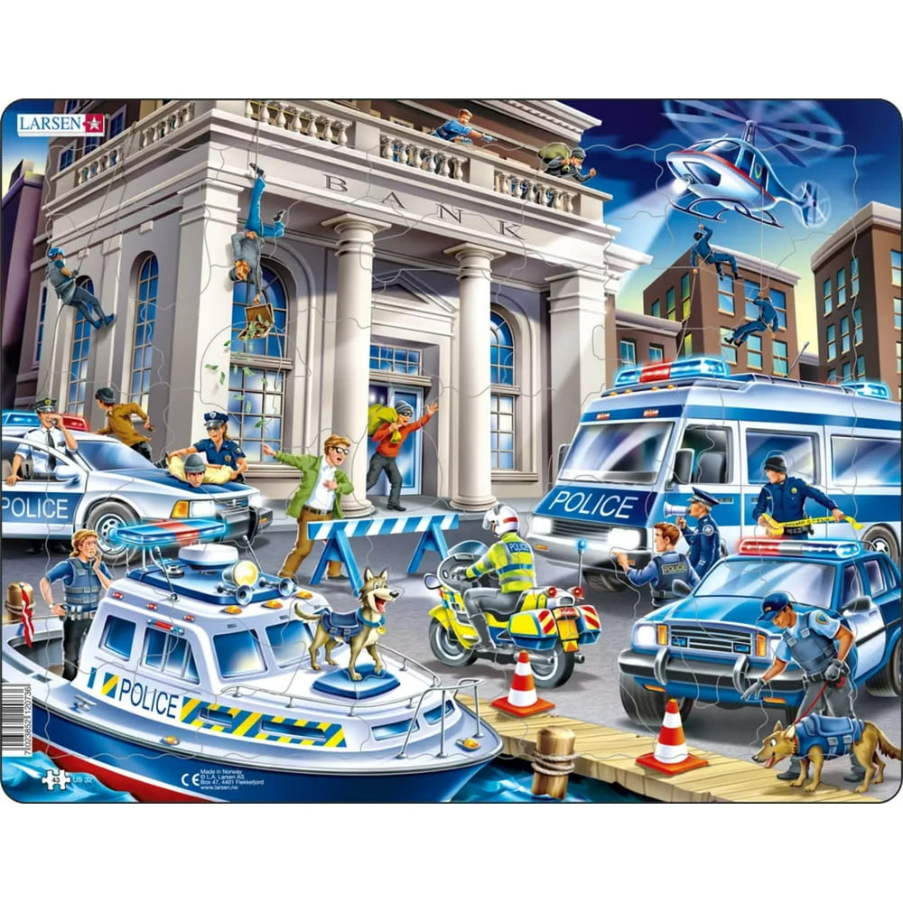 Larsen Puzzles Police Children's Educational Jigsaw Puzzle 43 Piece