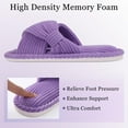 thumbnail image 4 of Litfun Women's Open Toe Slippers Corduroy Cross Bow House Slippers Memory Foam Slide Slippers, Purple, 4 of 6