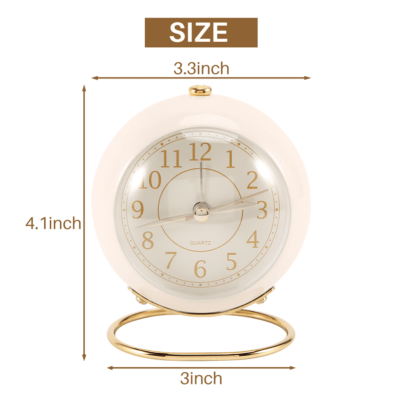 Small Table Clocks, Classic NonTicking Quartz Tabletop Analog Alarm